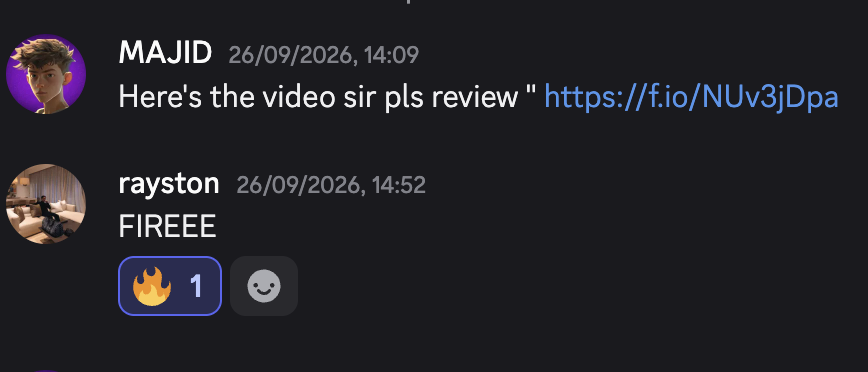 Original feedback screenshot from Rayston